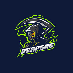 Reaper mascot logo design vector with modern illustration concept style. Reaper illustration for sport and esport team.