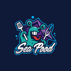 Chef mascot logo design vector with modern illustration concept style. Chef snail illustration.