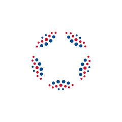 Round star dotted logo concept dot abstract star icon. Cosmetic logo template for hygiene bathroom gel, shampoo, lotion, conditioner, gel. Vector illustration