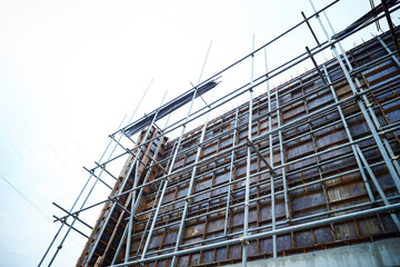 outdoor steel frame construction site