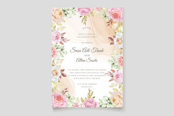 elegant hand drawn watercolor floral summer invitation card set
