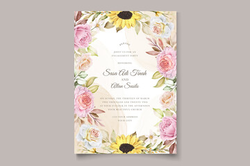 elegant hand drawn watercolor floral summer invitation card set