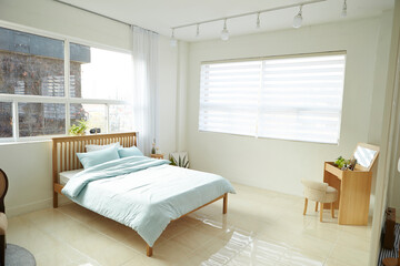 interior of a bedroom with sunlight