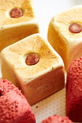 Cube-shaped bread in the bakery