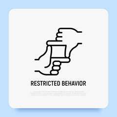 Restricted behavior thin line icon, gesture finger frame. Modern vector illustration autism symptom.