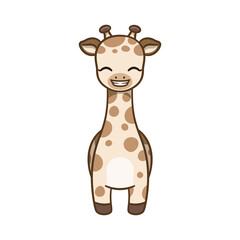 Cute giraffe cartoon clipart vector illustration. African woodland animal element for print, design, stickers etc.