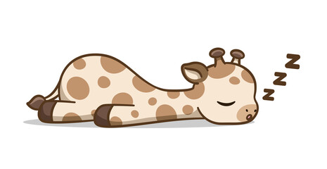 Cute sleeping giraffe cartoon clipart vector illustration. African woodland animal element for print, design, stickers etc. © Aletheia Shade