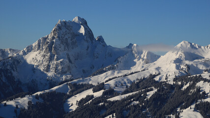 Obraz premium Gummfluh, majestic mountain near Gstaad, Switzerland.