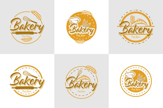 A collection of bakery logo design template