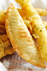 Fried dumplings and shrimp tempura 