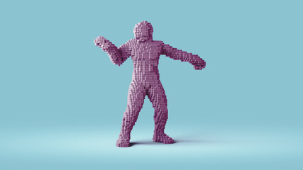 Pixel human body performing modern dance