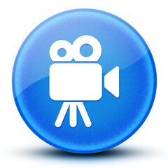 Video camera eyeball glossy elegant blue round button abstract