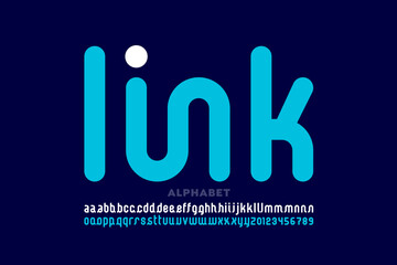 Linked letters font design, alphabet and numbers vector illustration