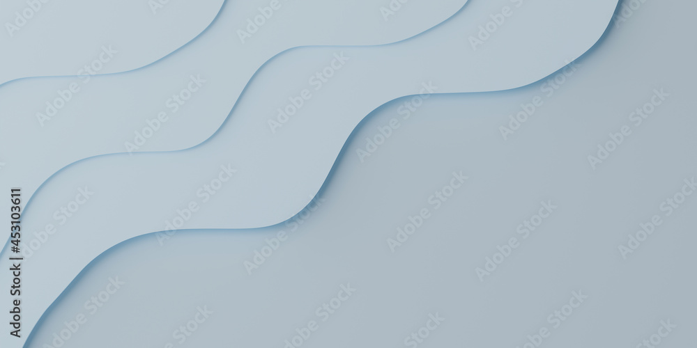 Aufkleber 3d rendering light blue abstract background with curve pattern.