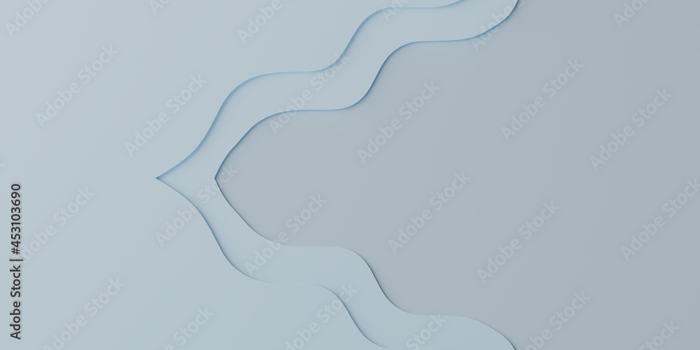 Aufkleber 3d rendering light blue abstract background with curve pattern.