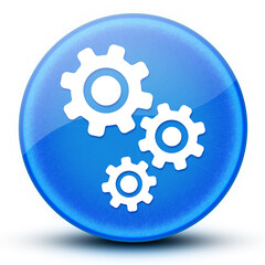 Gears eyeball glossy elegant blue round button abstract