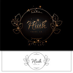 Fototapeta na wymiar A simple, yet elegant, golden, leafy logo for your brand 