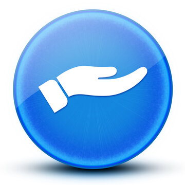 recommend clip art: Hand eyeball glossy elegant blue round button abstract