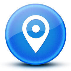 Location pin eyeball glossy elegant blue round button abstract