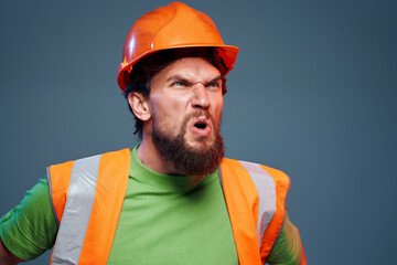 bearded man protective uniform industry isolated background