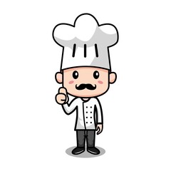 Cute little Italian chef with mustache vector illustration