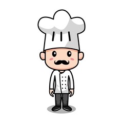 Cute little Italian chef with mustache vector illustration