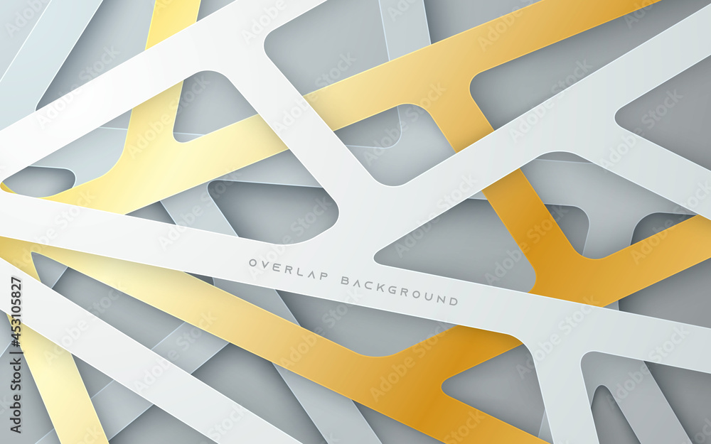 Poster gold and silver line overlap layer background multi dimension