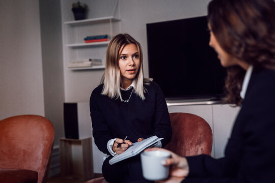 Female coworkers having meeting in office
