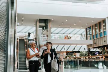 Senior women in shopping mall