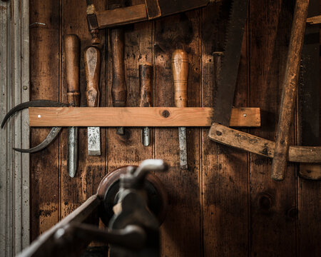 Old chisels in workshop