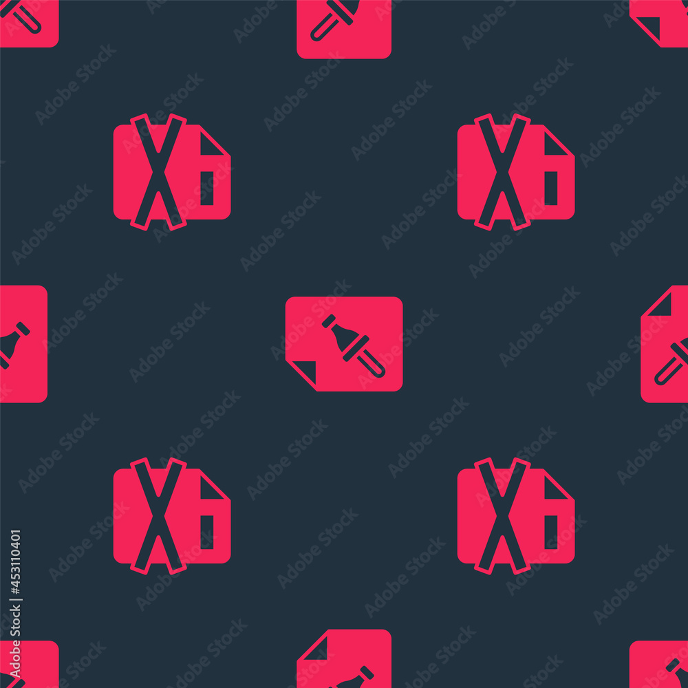 Poster set delete file document and note paper with push button on seamless pattern. vector