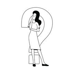 thinking girl on the white background