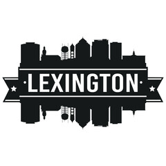 Lexington Kentucky Skyline. Banner Vector Design Silhouette Art. Cityscape Travel Monuments.