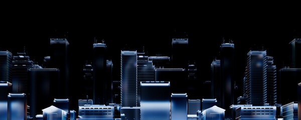 3d render of glass city building. Abstract Skyscrapers.