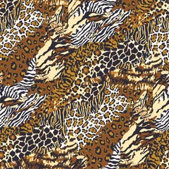 Gartenposter Tierhaut Wilde Tierhäute Patchwork Wallpaper abstrakter Vektor nahtlose Muster