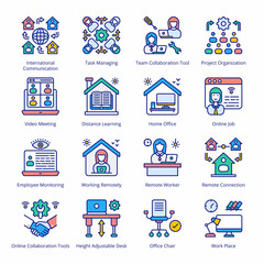 Work From Home Filled Icons - Stroked, Vectors