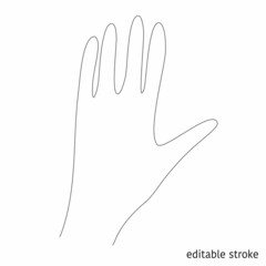 Obraz premium Hand in Continuous Line Drawing. Sketchy Waving Concept. Outline Simple Artwork with Editable Stroke. Vector Illustration.