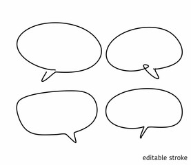 Speech Bubble in Continuous Line Drawing with Editable Stroke. Sketchy Talk Concept. Outline Simple Artwork. Vector Illustration.