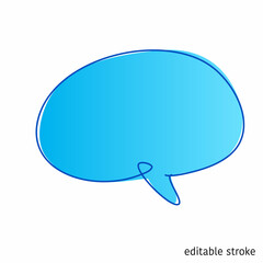 Speech Bubble in Continuous Line Drawing with Editable Stroke. Sketchy Talk Concept. Outline Simple Artwork. Vector Illustration.