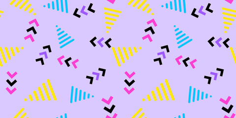 Memphis geometric seamless pattern elements for design. Vector illustration for web, sale, posters, advertising, template, promotion.