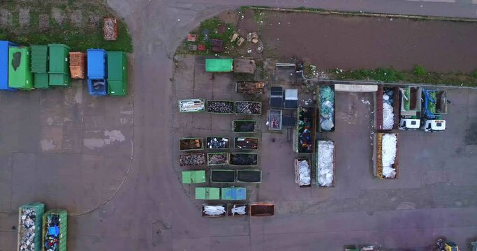 Aerial Top Shot Of Garbage Containers Over Landscape - Erfurt, Germany