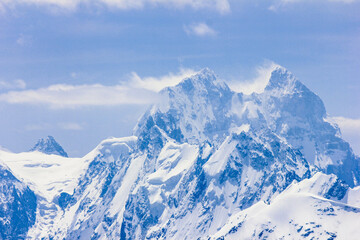 Fototapeta na wymiar View of snow-covered Ushba from Elbrus