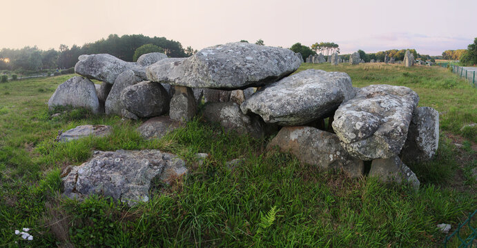 Prehistoric Stone Building - Megalithic Dolmen Near Carnac Village In France