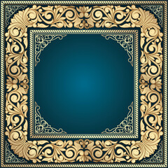 Golden ornate decorative vintage design art deco card