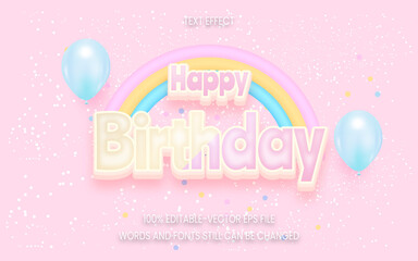 Happy birthday text effect on pink Background