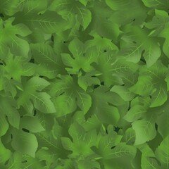 Seamless pattern, endless green fig leaves, background