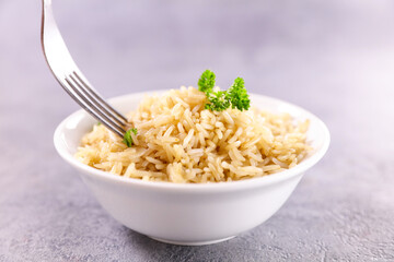 bowl of rice and herbs