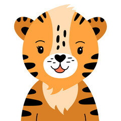 Tiger illustration. Cartoon Chinese New year 2022 horoscope. Animal symbol color vector