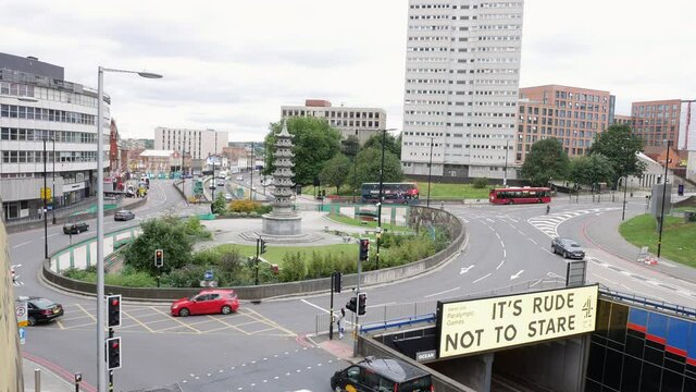 Birmingham city centre roundabout spaghetti junction united kingdom.