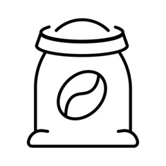 Monochrome simple bag of coffee icon vector illustration. Linear logo sack with seed for storage